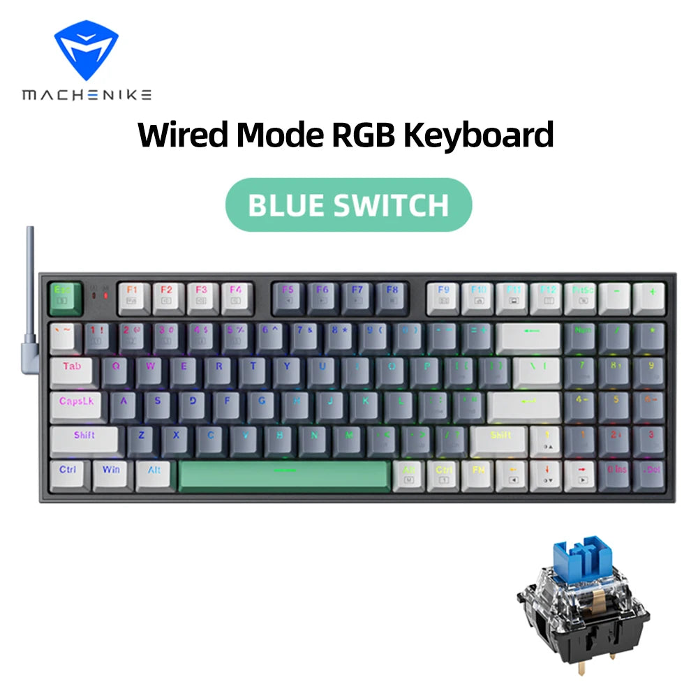 MACHENIKE K500-B94 Mechanical Gaming Keyboard - 94-Key Hot-Swappable 90% Layout with RGB Backlight for PC & Laptop