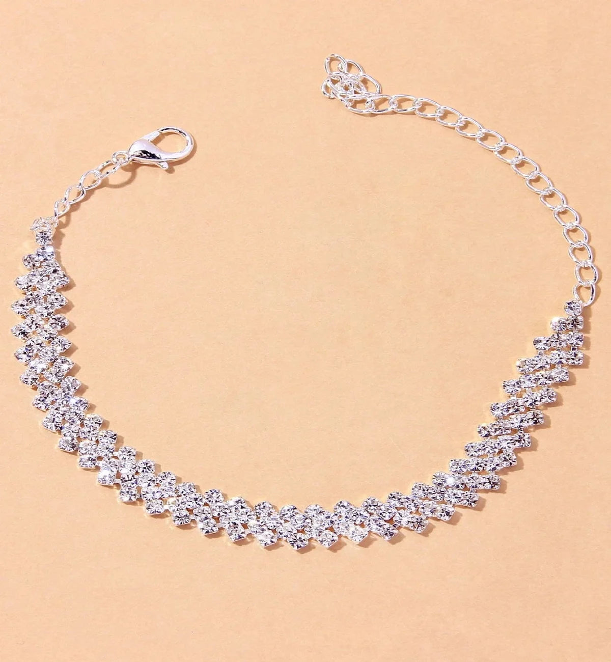 Women's Premium Copper Inlaid Water Diamond Love Foot Chain Bracelet – Elegant Wedding & Party Fashion Jewelry