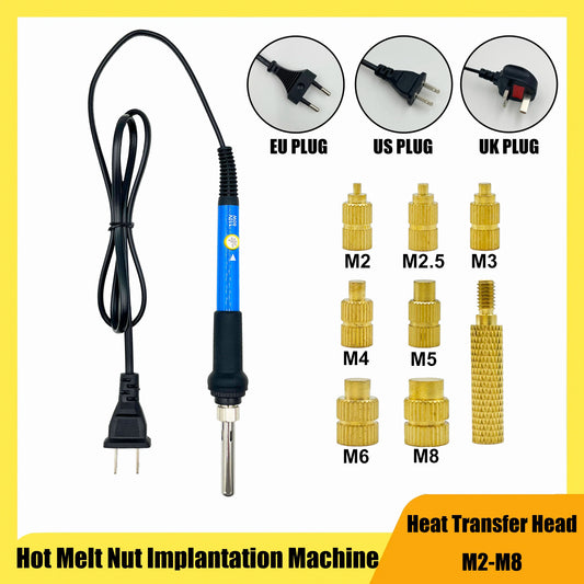 Heat Set Insert Kit for 3D Printing – M2–M6 Brass Threaded Nuts & Soldering Iron Tip for Plastic Insertion
