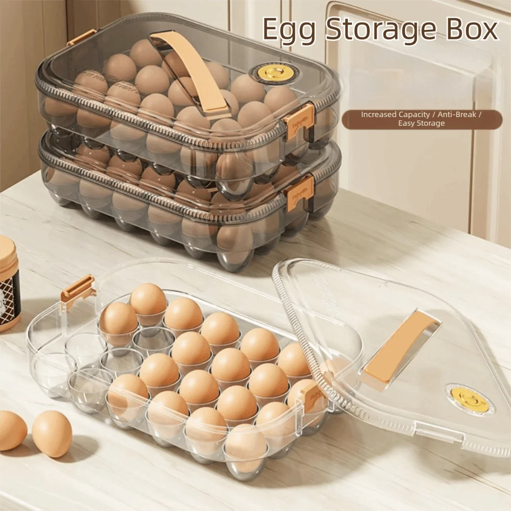 24 Grid Transparent Egg Storage Box - Food Grade Refrigerator Container with Lid for Space Saving Fresh Egg Organization