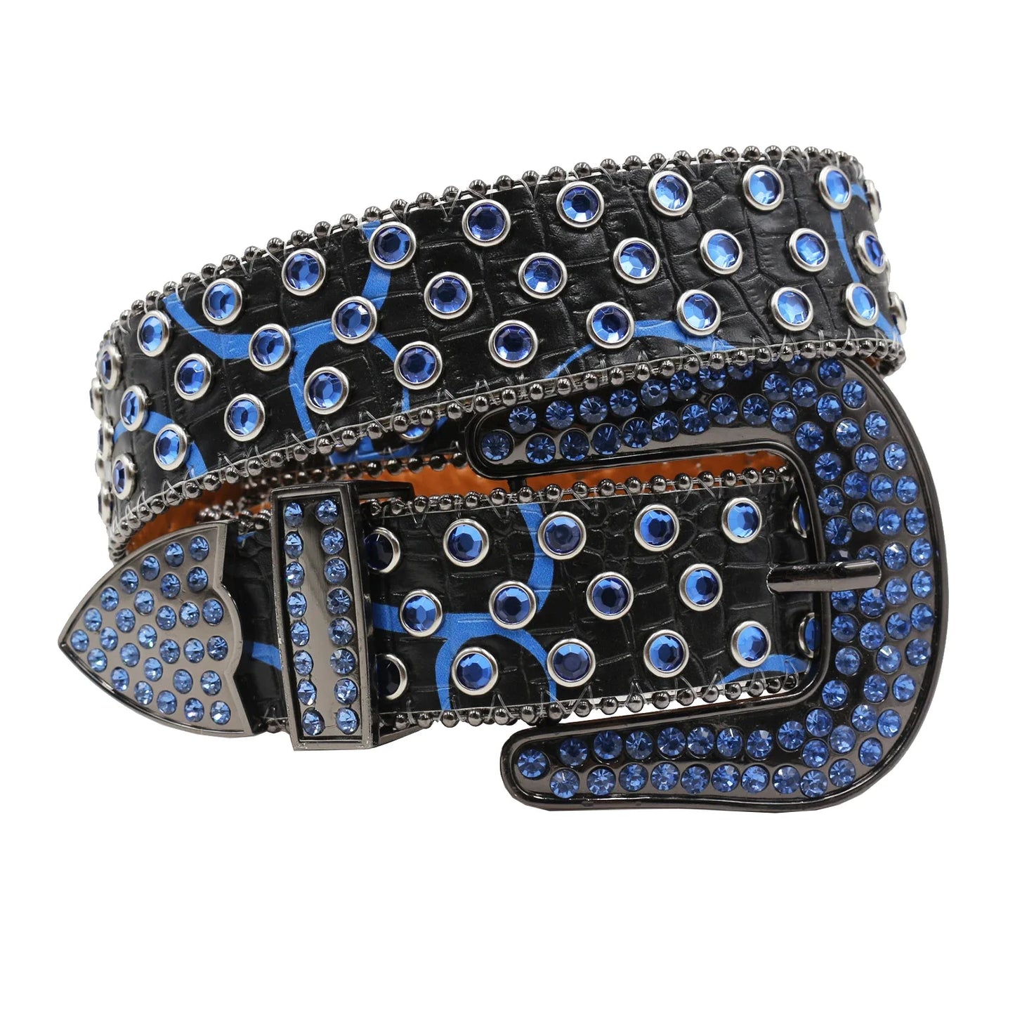 Women’s Rhinestone Skull Leather Belt – Luxury Designer Studded Strap for Jeans, White & Black