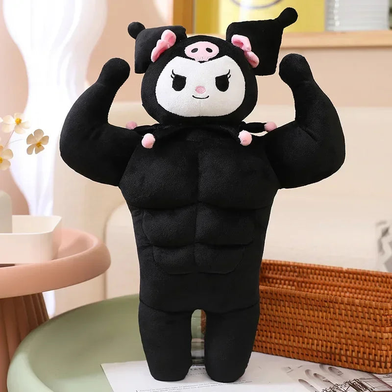Sanrio Kawaii Hello Kitty Muscle Plush – Funny Chest Abdominal Boyfriend Pillow & Pom Pom Purin Doll, Christmas Gift