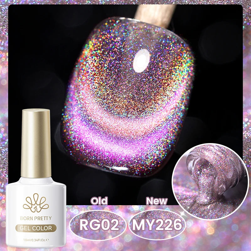 BORN PRETTY Cat Magnetic Gel Nail Polish 117 Colors 10ml Full Coverage Semi-Permanent Soak-Off Nail Varnish for Salon Manicure Glitter Cat Eye Nails