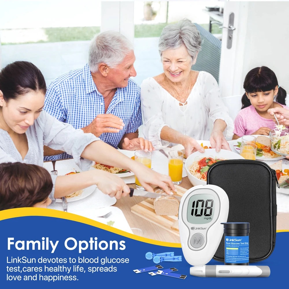 LinkSun G-425-3 Blood Glucose Meter Kit - No-Code Diabetes Tester with 10, 50 or 100 Test Strips