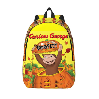 Curious George Cartoon Monkey Backpack - Casual Laptop Shoulder Bag for Students, Work, Travel & Outdoor Use
