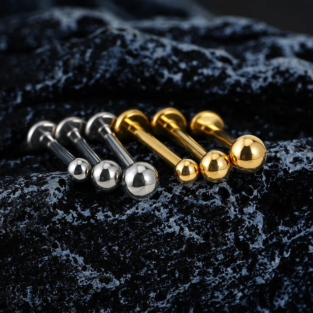 ASTM F136 Titanium Labret Stud Earrings – Threadless Push Pin Nose, Tragus, Cartilage & Helix Piercing Jewelry 16G/18G