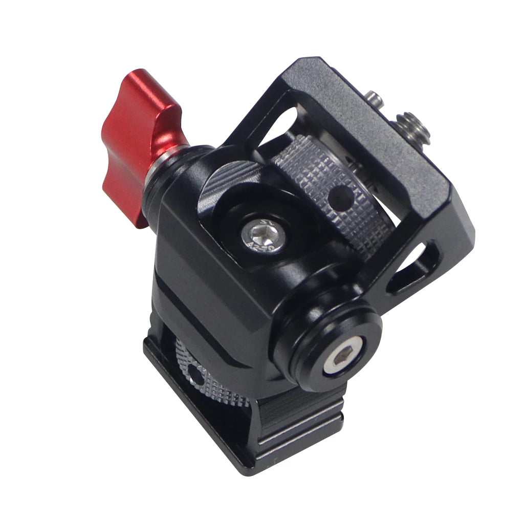 Mini Monitor Mount Holder – Swivel & Tilt Tripod Head with Cold Shoe Adapter for Flash, Microphone, and Fill Light