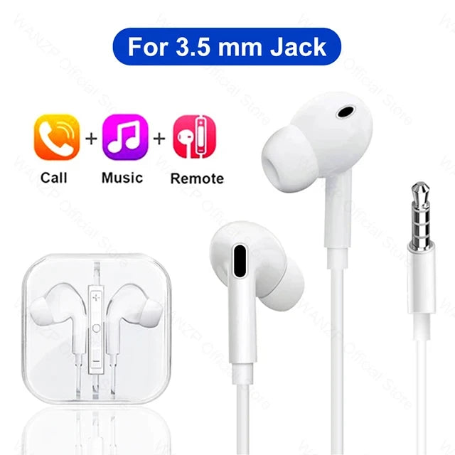 Wired Stereo Earphones for Apple iPhone 7–16 & iPad — 3.5mm Headphones for iPhone, Tablet, Laptop