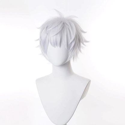RANYU White Men’s Wig – Short Straight Synthetic Anime Hair, High-Temperature Fiber for Cosplay & Party