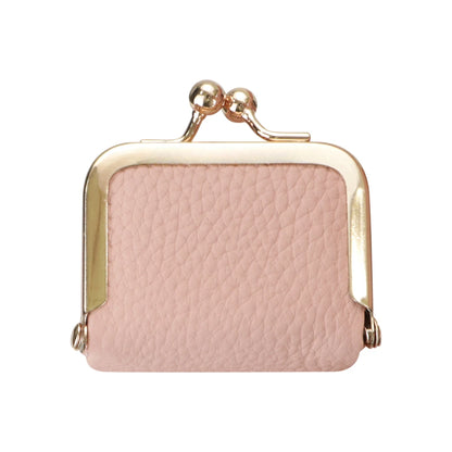 URBAN MASTER Genuine Leather Mini Coin Purse – Solid Color Kiss Lock Change Pouch, Casual Small Wallet for Women