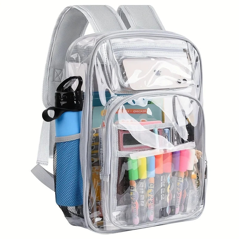Clear PVC Backpack – Large Heavy Duty See-Through Bookbag with Reinforced Straps for School