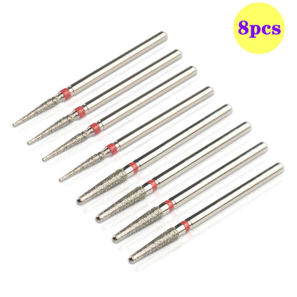 8pcs Diamond Nail Drill Bit Set - Rotary Electric Milling Cutters for Pedicure, Manicure, Cuticle Burr & Nail Tools Accessories