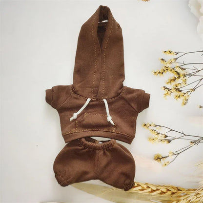 17cm Labubu Doll Outfit Set – Black Hoodie Sweatshirt & Pants, DIY Gift for Dolls