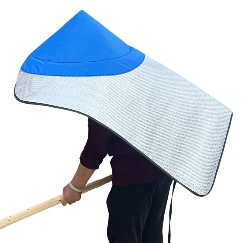 Sun & Rain Hooded Cape – Breathable UV Protection Wide Brim Hat with Neck Cover for Farming & Gardening