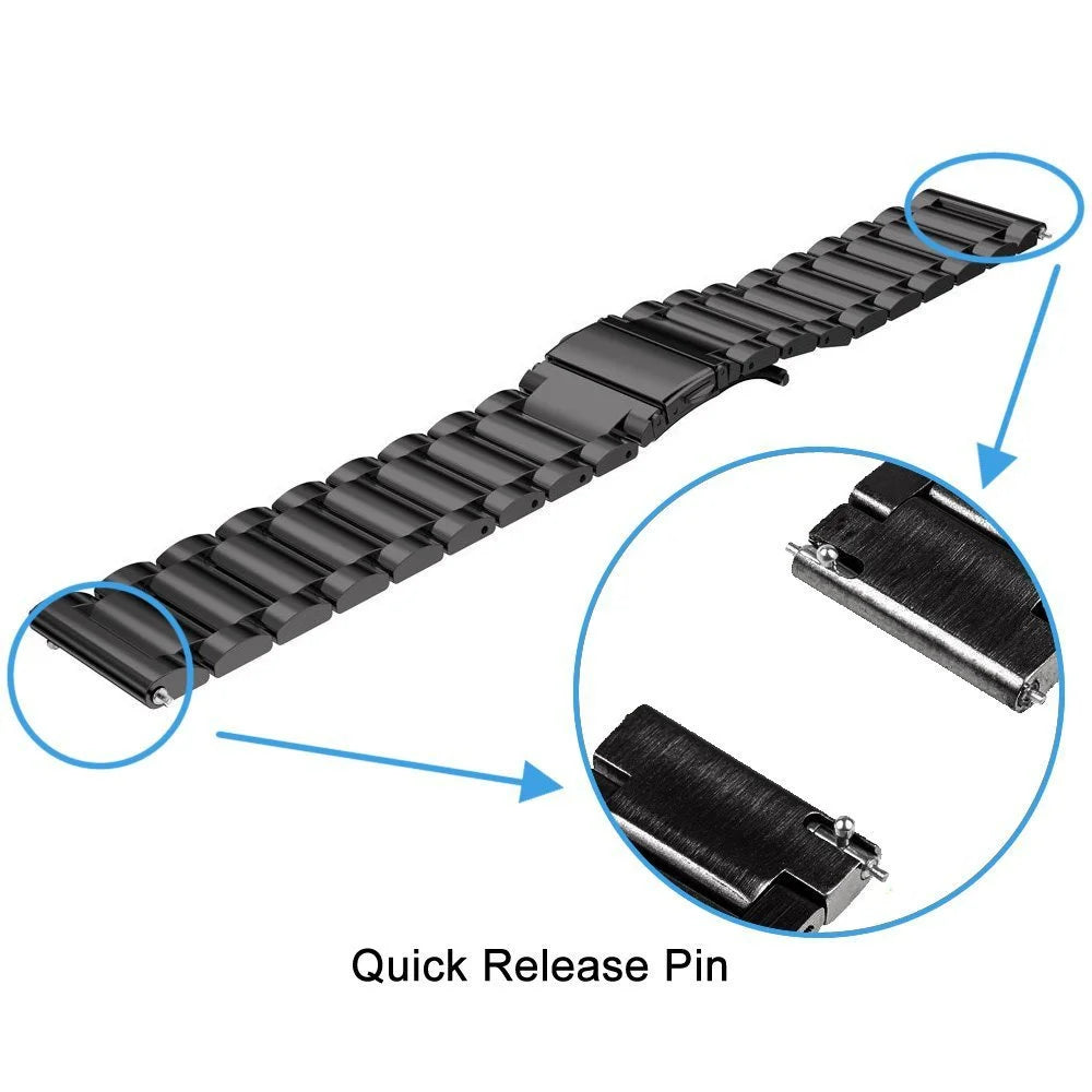 22mm/20mm Metal Watch Strap – Compatible with Garmin Vivoactive 3/4/5, Forerunner 245/645/745/965, Venu 2/3, SQ2 Music
