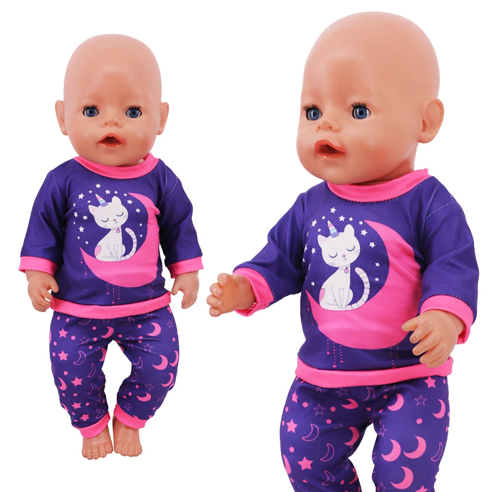 18-Inch Doll Nightdress Outfit — Purple Series Clothes for American & 43CM Baby Dolls, Our Generation Doll Gift