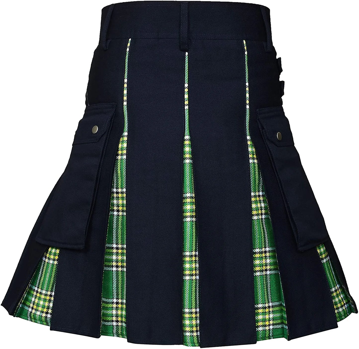 Men's Utility Kilt – 100% Cotton Jeans Hybrid with Modern Box Pleated Tartan, Traditional Design