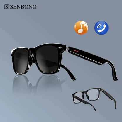 SENBONO E13 Smart Glasses – Blue Light Filtering Polarized Lenses with Audio, Built-in Mic, Speakers, Touch & Voice Assistant