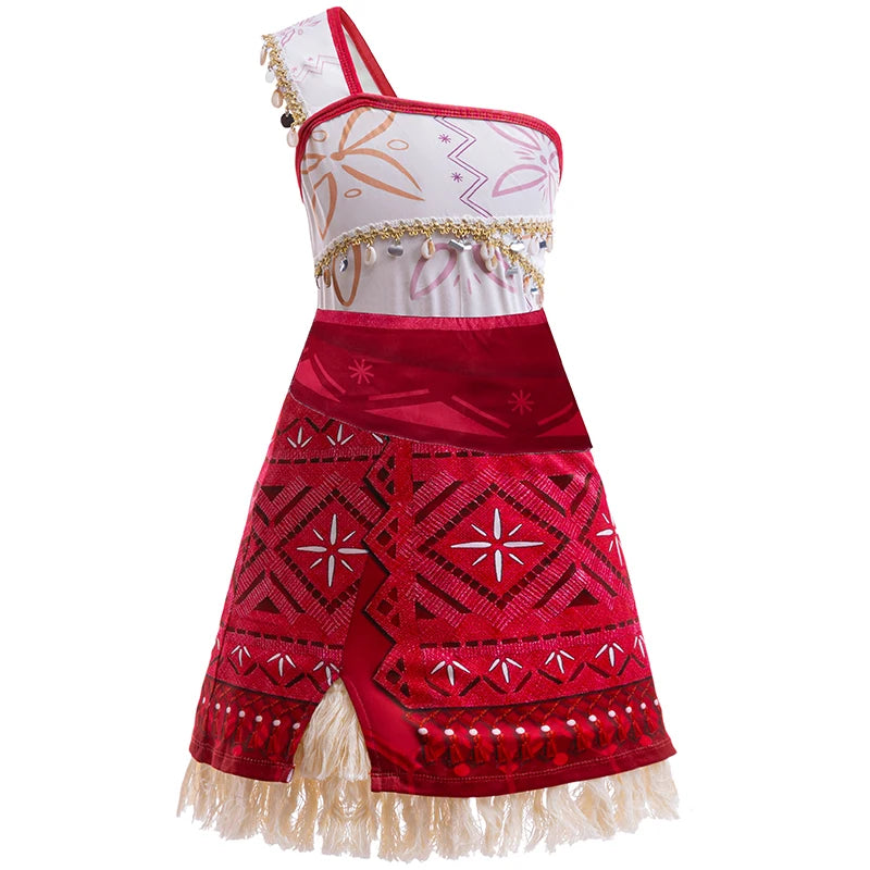 Girls Moana 2 Dress - Halloween Party Adventure Costume, Princess Fancy Clothes, Vaiana with Pet Pig Outfit
