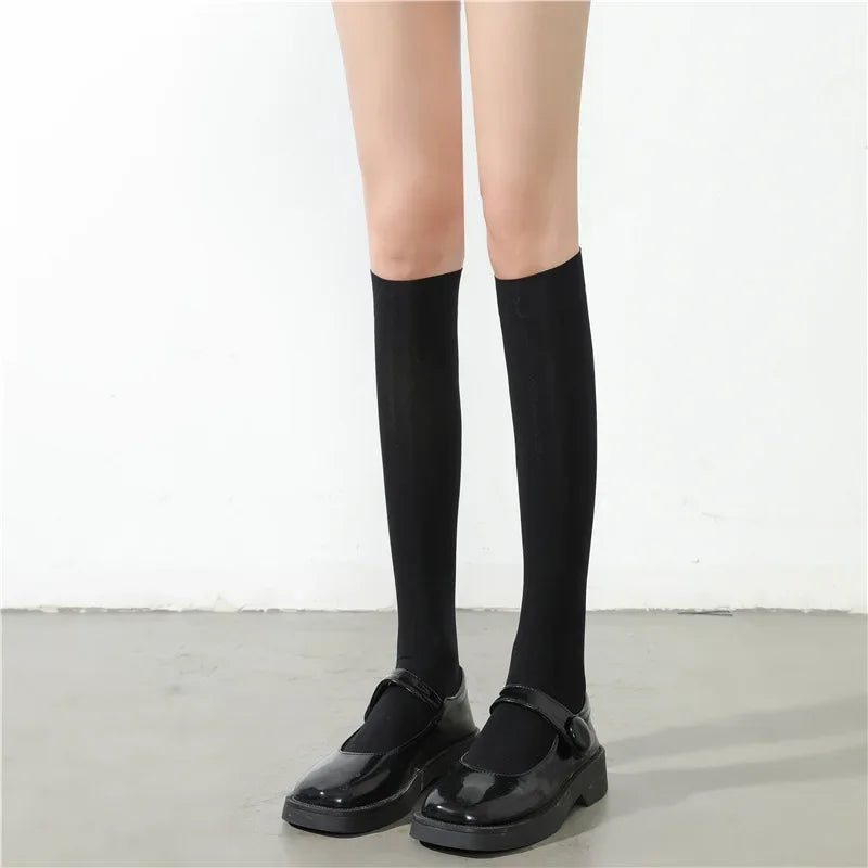 Ultrathin Women’s Silk Stockings – Nylon Over-the-Knee Socks for Ladies, Black & White, Summer to Winter, Thigh-High Skinny Legs
