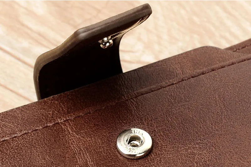 Luxury Leather Men’s Short Wallet – RFID Card Holder with Zipper Coin Purse Portable Billfold