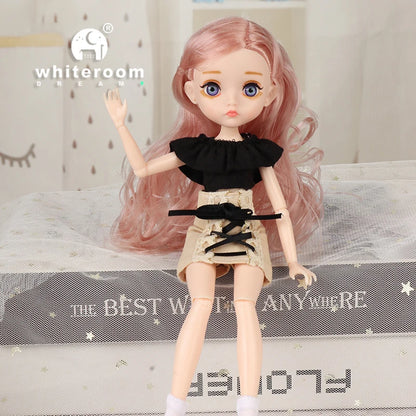 Slim 26cm BJD Doll for Girls – 13 Movable Joints with Princess Outfit, Blue Eyes & Eyelash Accessories