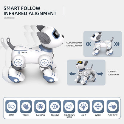 2-in-1 Intelligent Remote Control Robot Dog – Programmable Stunt & Voice Command Toy with Touch & Music for Kids