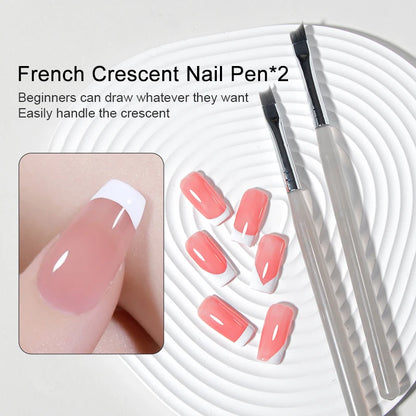 RSNAIL Nail Art Liner Brushes — 18mm Slender Long Line Painting Pen for French Stripe Nail Art, UV Gel DIY Manicure Tool