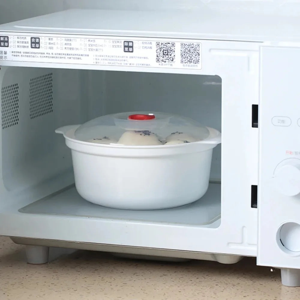 Microwave Oven Soup & Rice Steamer – Eco-Friendly Food Grade Heated Pot with Lid