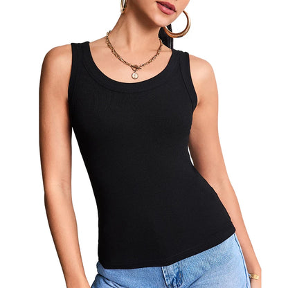 Women’s Solid Suspender Vest Top – Round Neck Sleeveless Sexy & Comfortable Fashion Tank for Women & Teens (1/3 Pack)