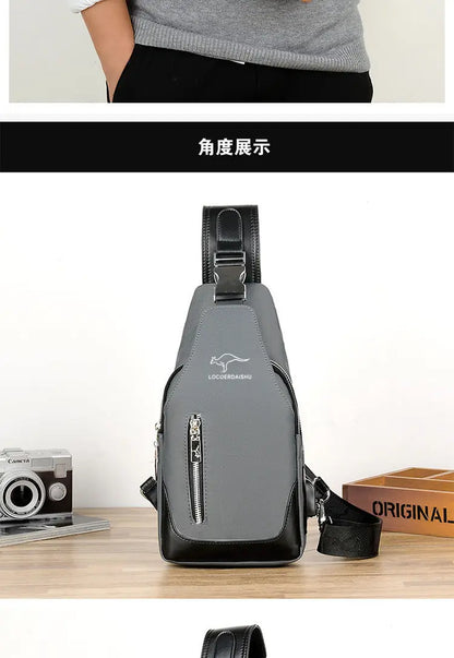 Men's Waterproof Oxford Chest Bag – Korean Style Casual Sport Crossbody Shoulder Messenger Bag