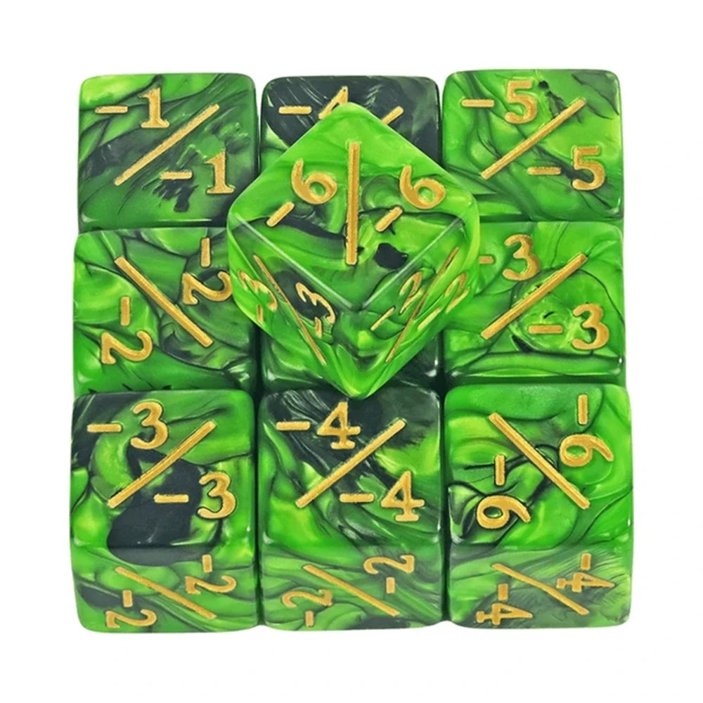 10pcs Six Sided Dice Set - D6 Counters +1/+1 & -1/-1 for Math Learning, Kids Arithmetic Toys and Card Game Accessories