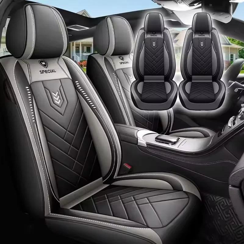 Fully Enclosed Leather Car Seat Cover - All-Season Universal Seat Protector for Small Cars