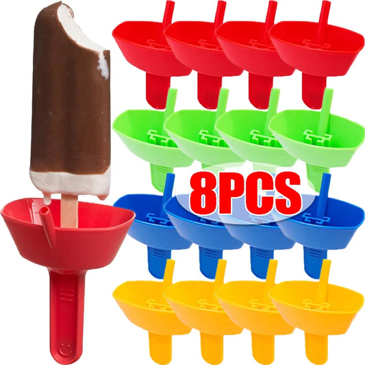 Handheld Drip-Proof Popsicle Holder (1/8PCS) – Anti-Flow Ice Cream Protector with Straw for Kids, Portable Snack Holder