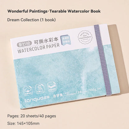 100% Cotton Mini Watercolor Paper Book – 300gsm Tearable Sketchbook Journal for Drawing & Painting