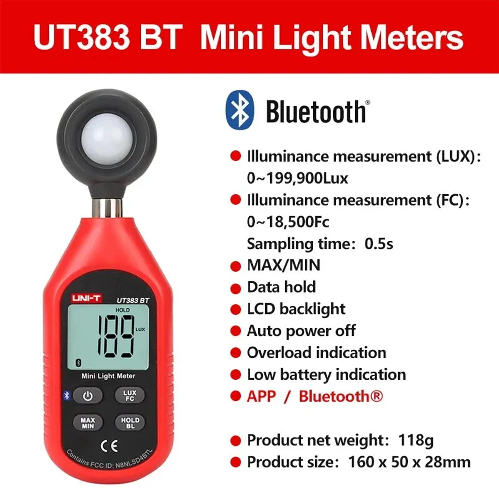 UNI-T Digital Meter Series - UT383/BT Light Meter, UT363/BT Anemometer, UT353/BT Sound Meter & UT333/BT Temperature Humidity Meter
