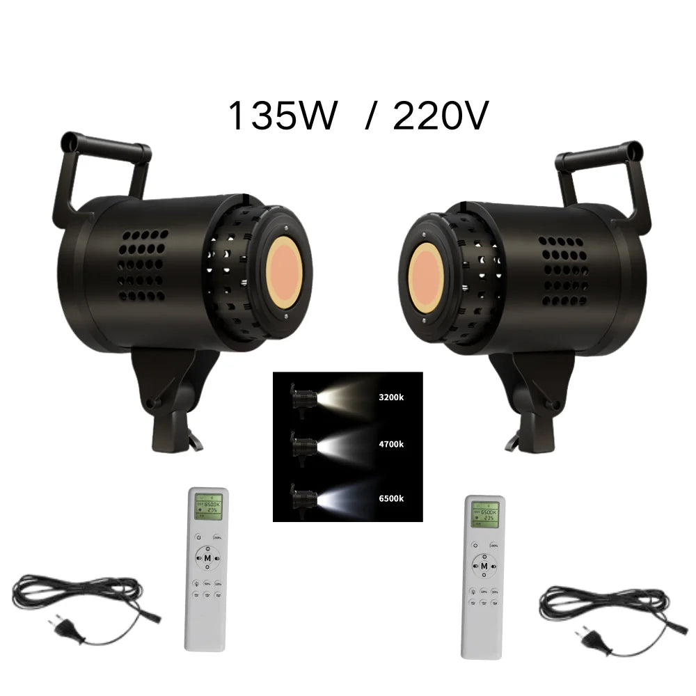115/135W Bowens LED Photography Studio Light - 220V Daylight-Balanced Video Lamp, 3000–6000K, 3 Colors for Portraits & Studio Shooting