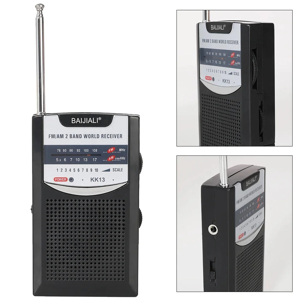 Portable AM/FM Pocket Radio with Telescopic Antenna - Battery Operated Radio Player for Elderly, Home, Walking and Camping