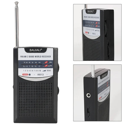 Portable AM/FM Pocket Radio with Telescopic Antenna - Battery Operated Radio Player for Elderly, Home, Walking and Camping
