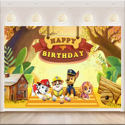 PAW Patrol Anime Birthday Party Backdrop – Puppy Dog Photography Background Cloth for Kids Birthday & Baby Shower Decorations Boy Gift
