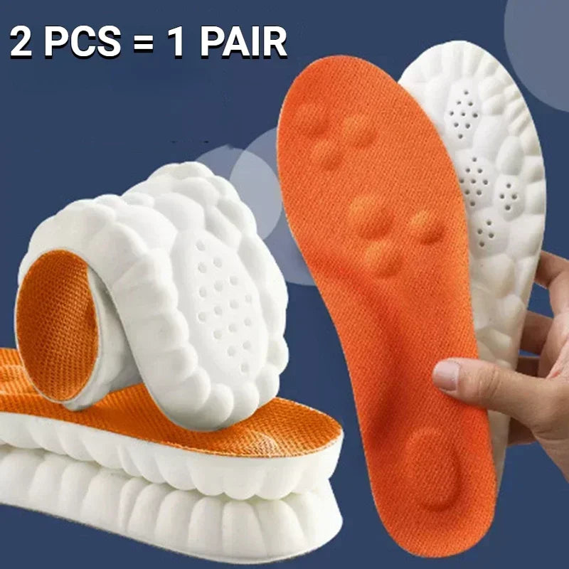 4D Massage Shoe Insoles — Super Soft Latex Sports Insoles with Arch Support, Orthopedic Inserts for Running & Basketball Shoes, Unisex