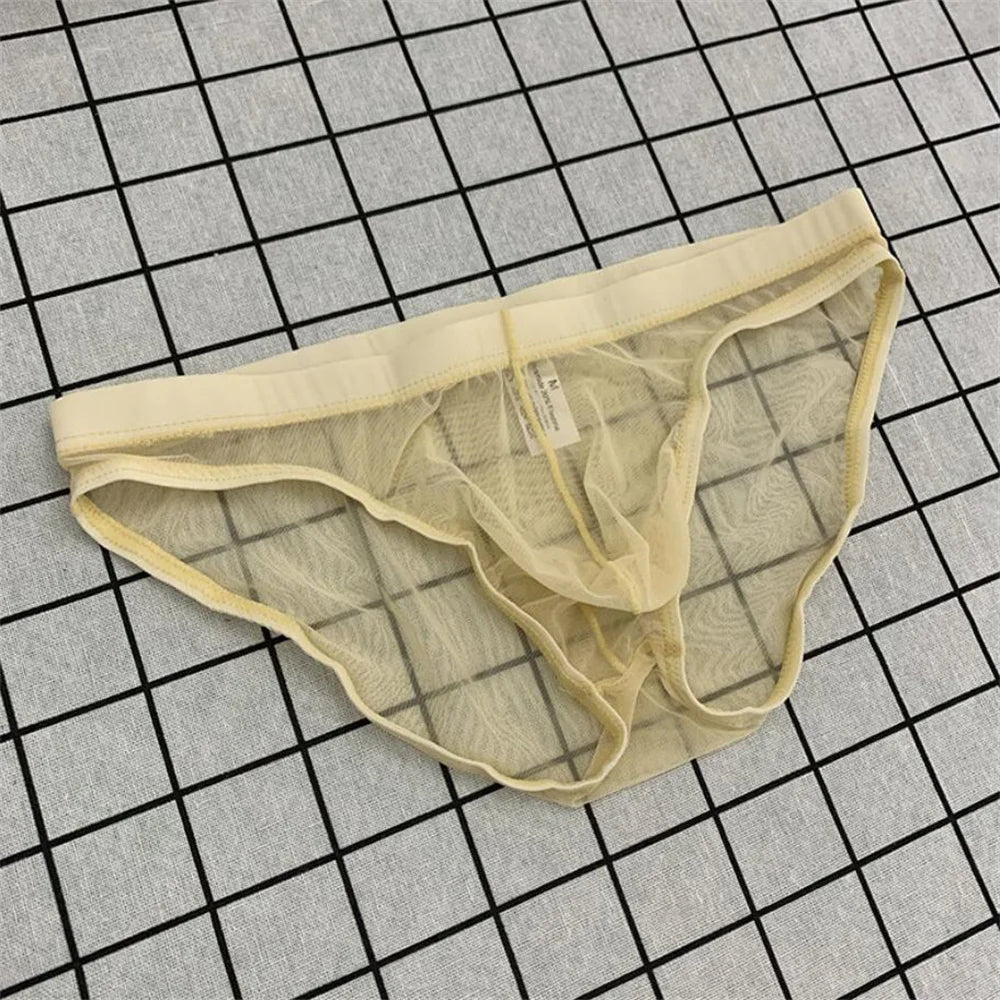 Ultra-Thin Transparent Mesh Men's Briefs - Quick-Dry See-Through Underwear Plus Size