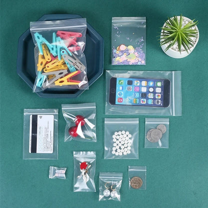 100pcs Thick Zipper Sealed Clear Plastic Storage Bags - Reclosable Ziplock Bags for Jewelry, Food and Packing
