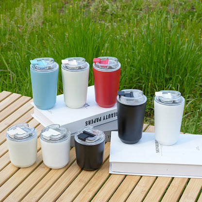 240ml Stainless Steel Insulated Coffee Cup – Vacuum Travel Mug for Car, Portable Hot & Cold Water Bottle Roller Design