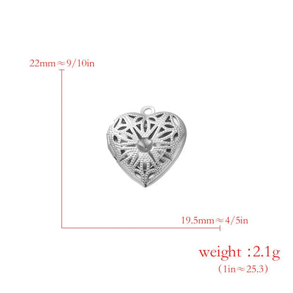 Stainless Steel Photo Locket Charms - 5-Piece Heart, Round & Square Memory Pendant Set