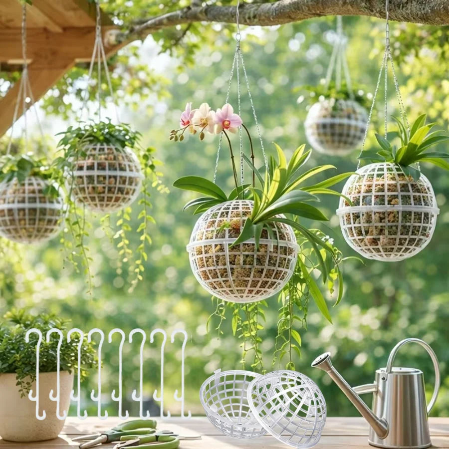 Wall-Mounted Plastic Planter Pot Set - Hanging Flower Pots for Succulents, Orchids, and Green Plants
