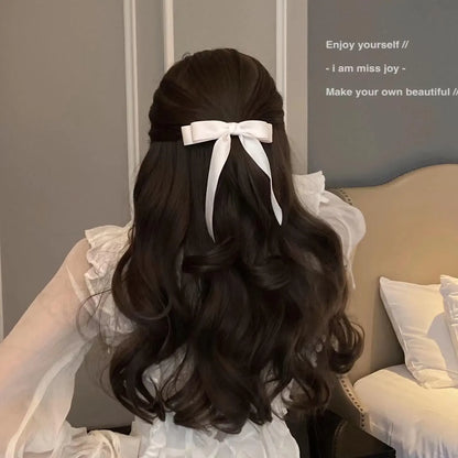 Fashion Cute Fabric Hair Bow Hairpin – Black & White Ribbon Hair Clips, Headwear for Women, Hair Jewelry Accessories