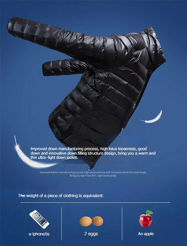 UETEEY Men’s Ultra-Light White Duck Down Jacket – Waterproof Casual Outdoor Padded Coat, Autumn Winter Lightweight