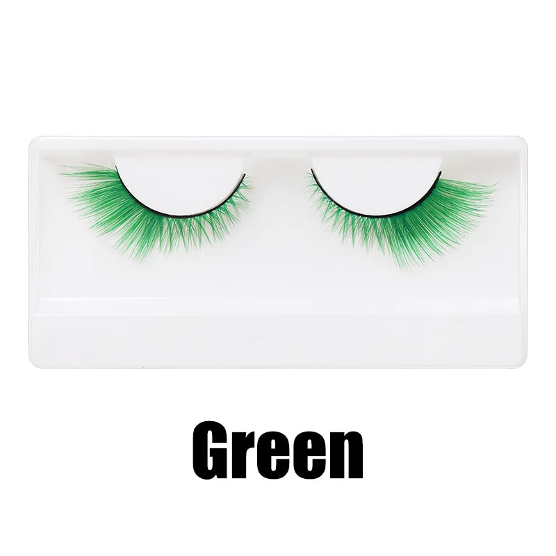 Colorful Halloween False Eyelashes – Blue, Red & Pink Cosplay Fake Lash Extensions for Makeup Looks