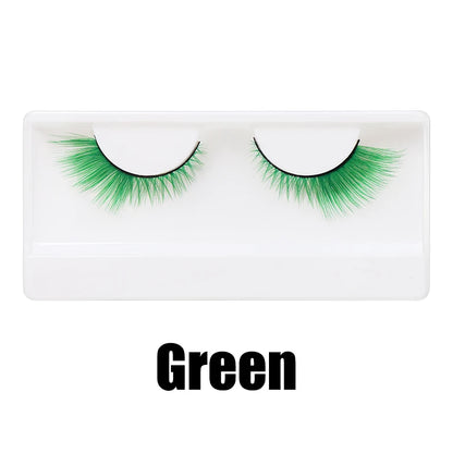 Colorful Halloween False Eyelashes – Blue, Red & Pink Cosplay Fake Lash Extensions for Makeup Looks